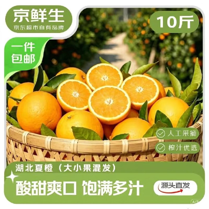 自营京鲜生 湖北夏橙 净10斤